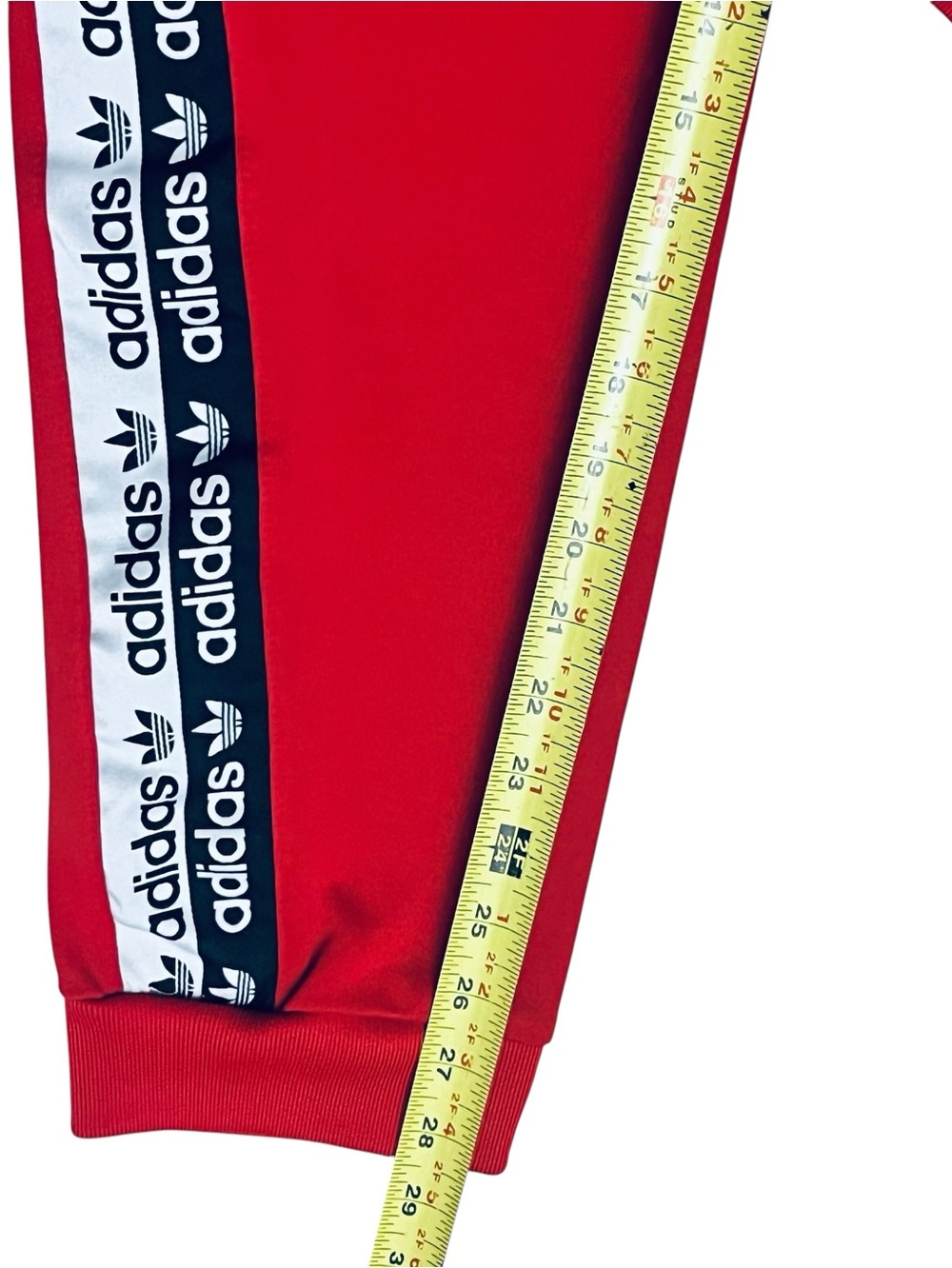 Adidas Men's Joggers Track Pants Red Vertical/Logo Zip Pockets Sz L - Picture 13 of 16